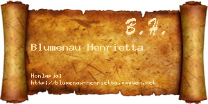 Blumenau Henrietta névjegykártya